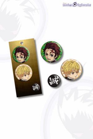Tanjiro Kamado, Zenitsu Agatsuma and danger Badge (Set of 3) Demon Slayer